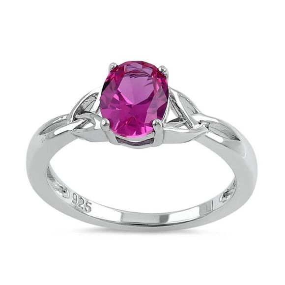 Sterling Silver Charmed Oval Faceted Ruby Ring New - Picture 2 of 8